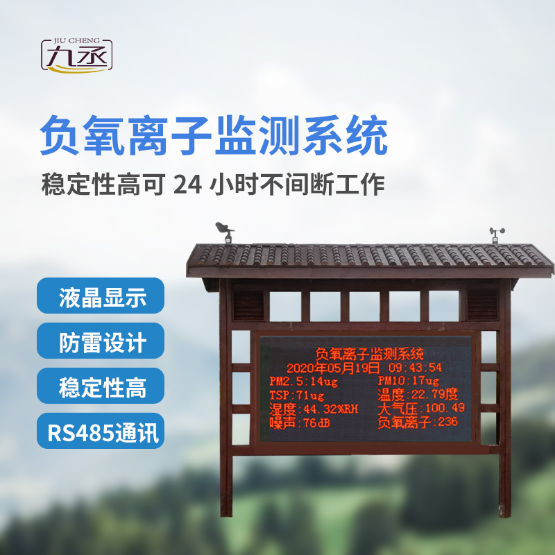 景区空气负氧离子监测仪，与防腐木亭结合的负氧离子监测设备